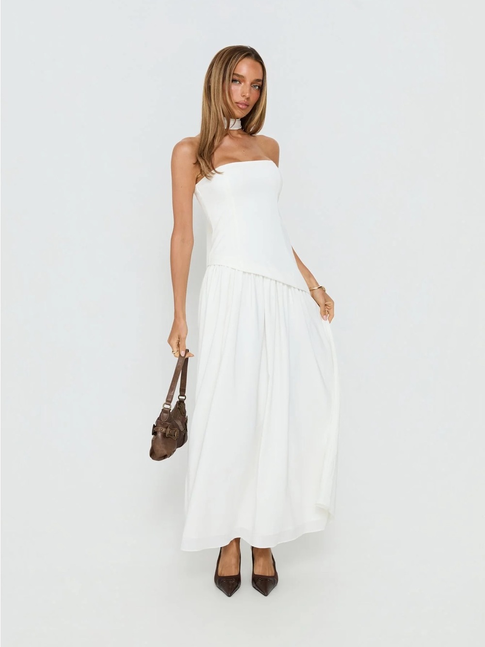Princess Polly Odela Strapless Drop Waist Maxi Dress White